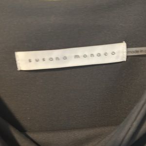 Susana Monaco Dark Green/Black Long Sleeve Ruched Dress small